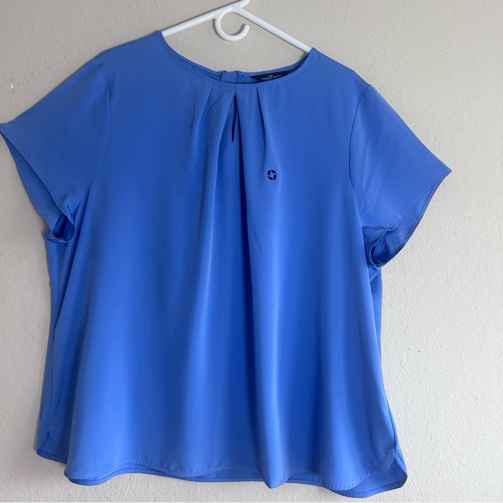The Outfitters by Lands' End Blouse Women's Blue Size 22W Short Sleeve